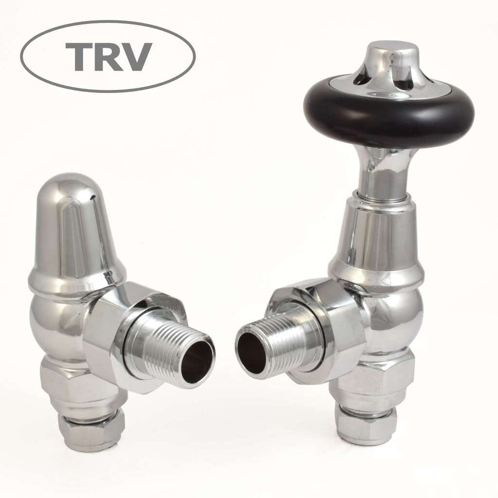 Pair of Admiral Chrome Angled TRV Radiator Valves - adcht