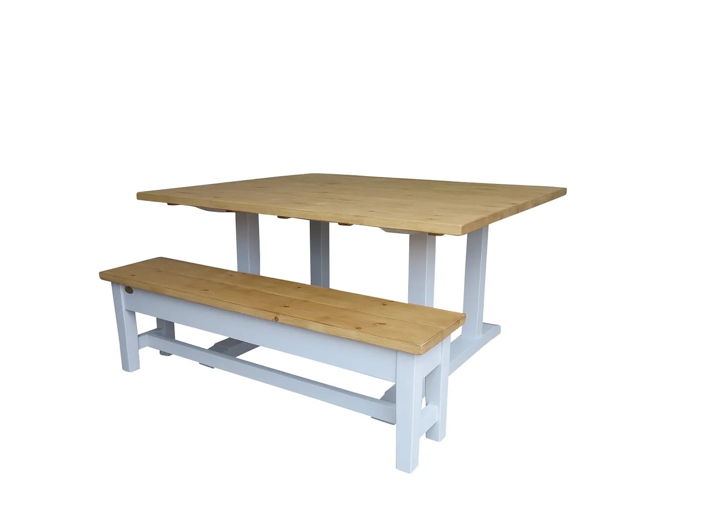 Handmade Plank Top Refectory Kitchen Table With Bench - D1479