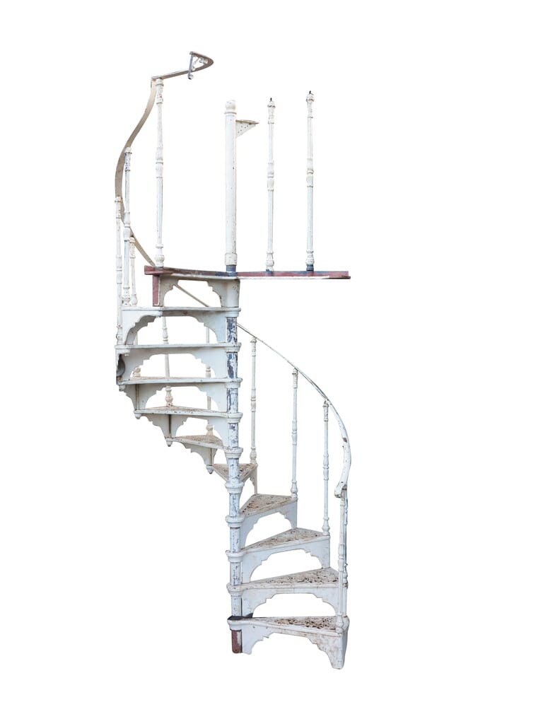 White Cast Iron Spiral Staircase With Landing Plate - 8716