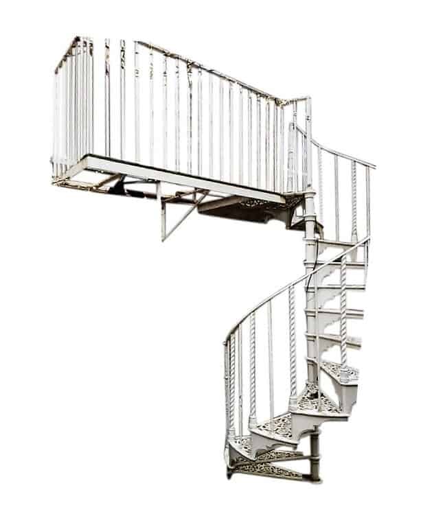 Antique White Cast Iron Spiral Staircase & Landing Plate