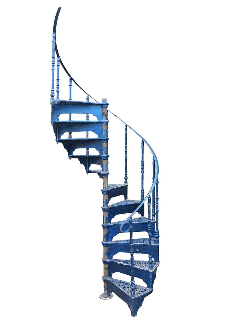 Reclaimed Blue Cast Metal Spiral Staircase - 8500