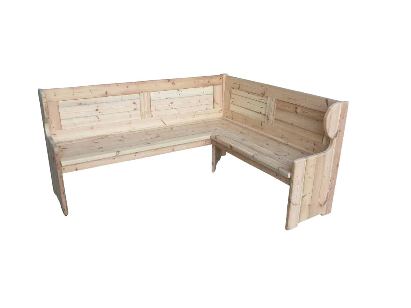 Bespoke Reclaimed Unwaxed Pine Corner Pew In Two Pieces