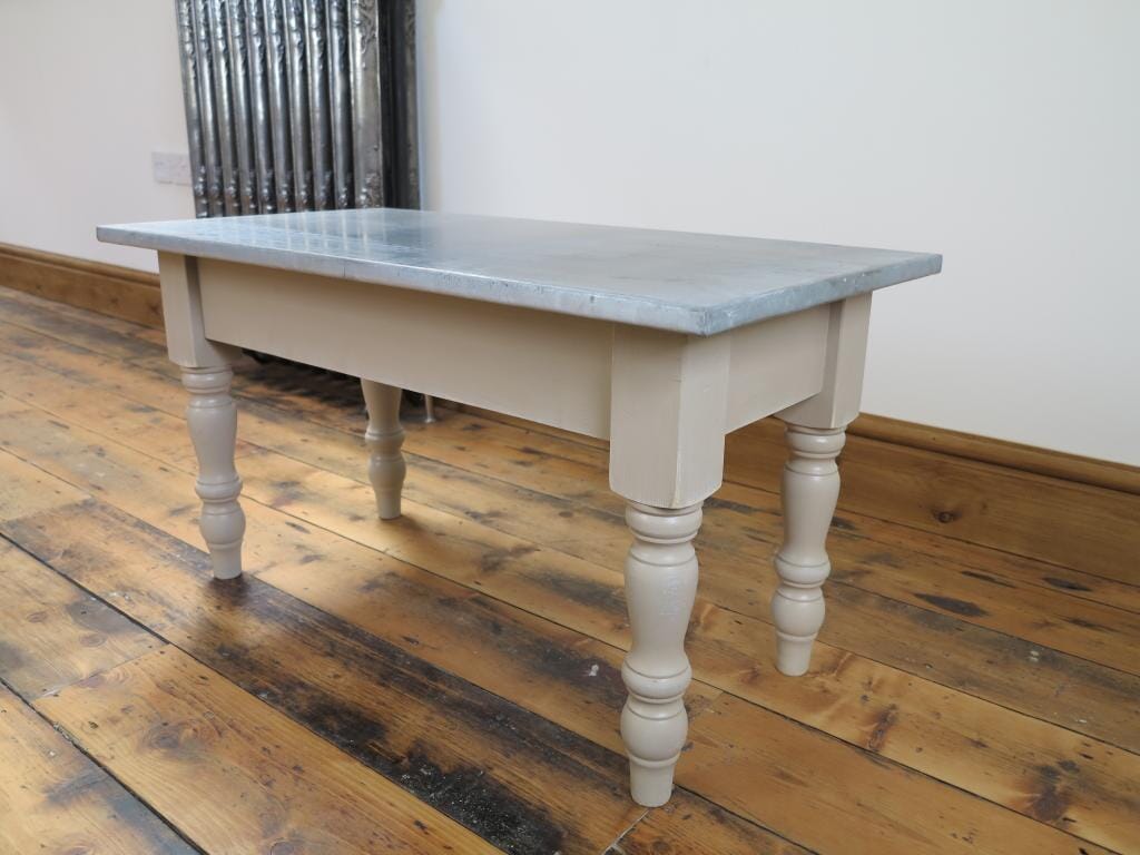 Lightly Distressed Antique Zinc Coffee Table - 7552