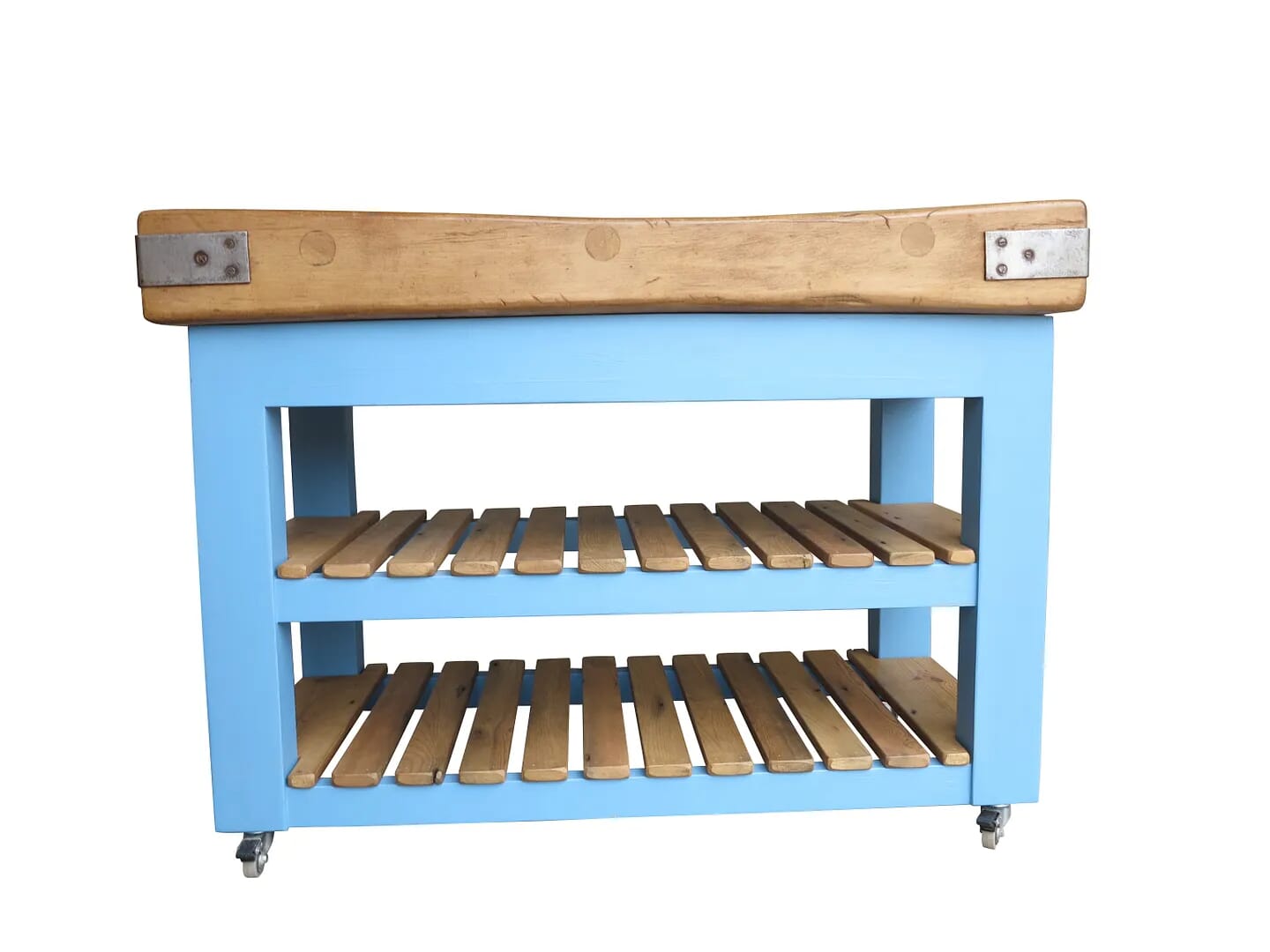 Antique Maple Butchers Block Top on Bespoke Painted Base - D1486
