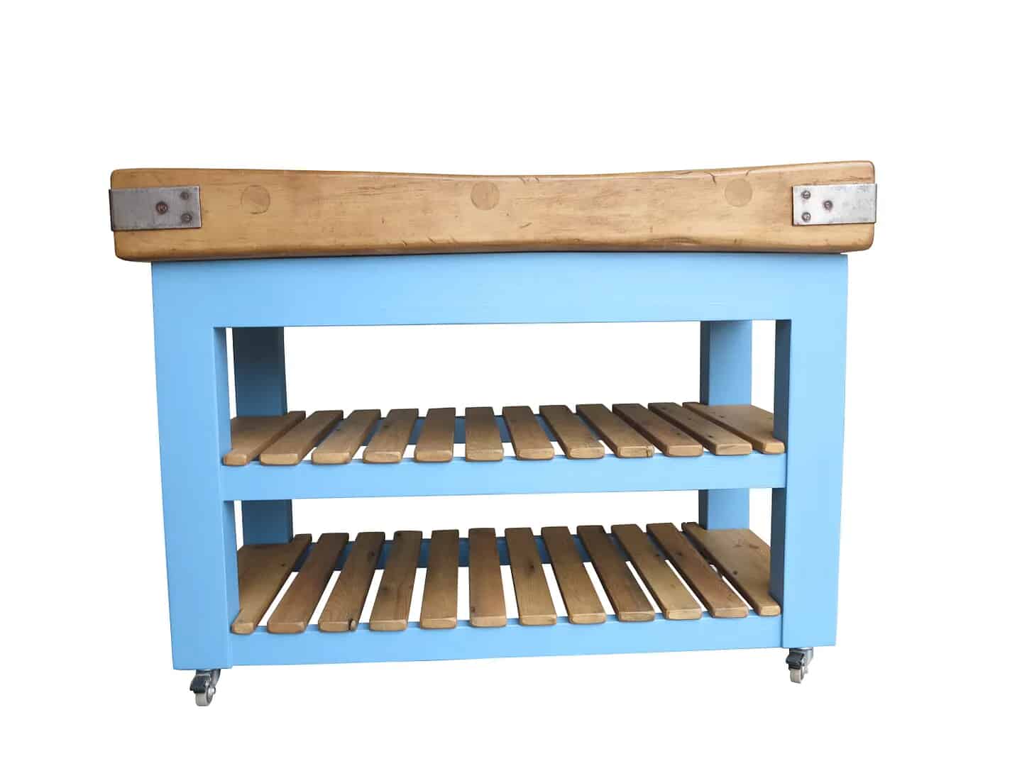 Antique Maple Butchers Block Top on Bespoke Painted Base
