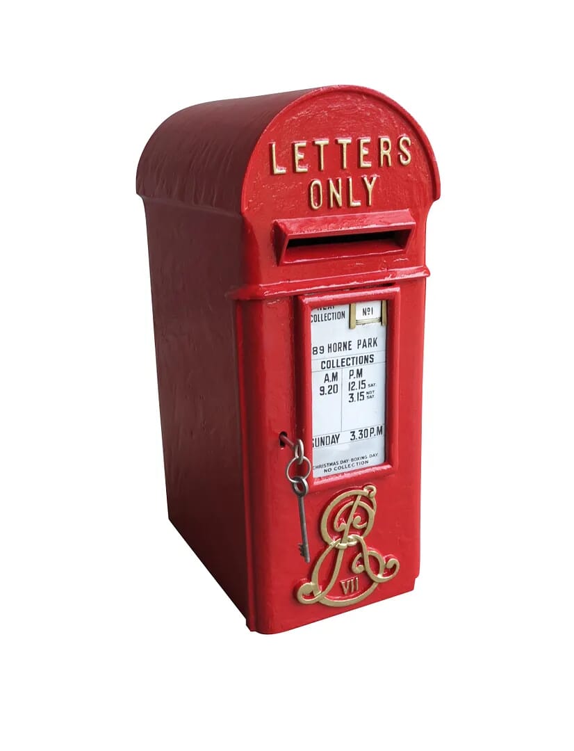 Original Cast Iron Edward 7th Pole Mounted Letter Post Box - 8722