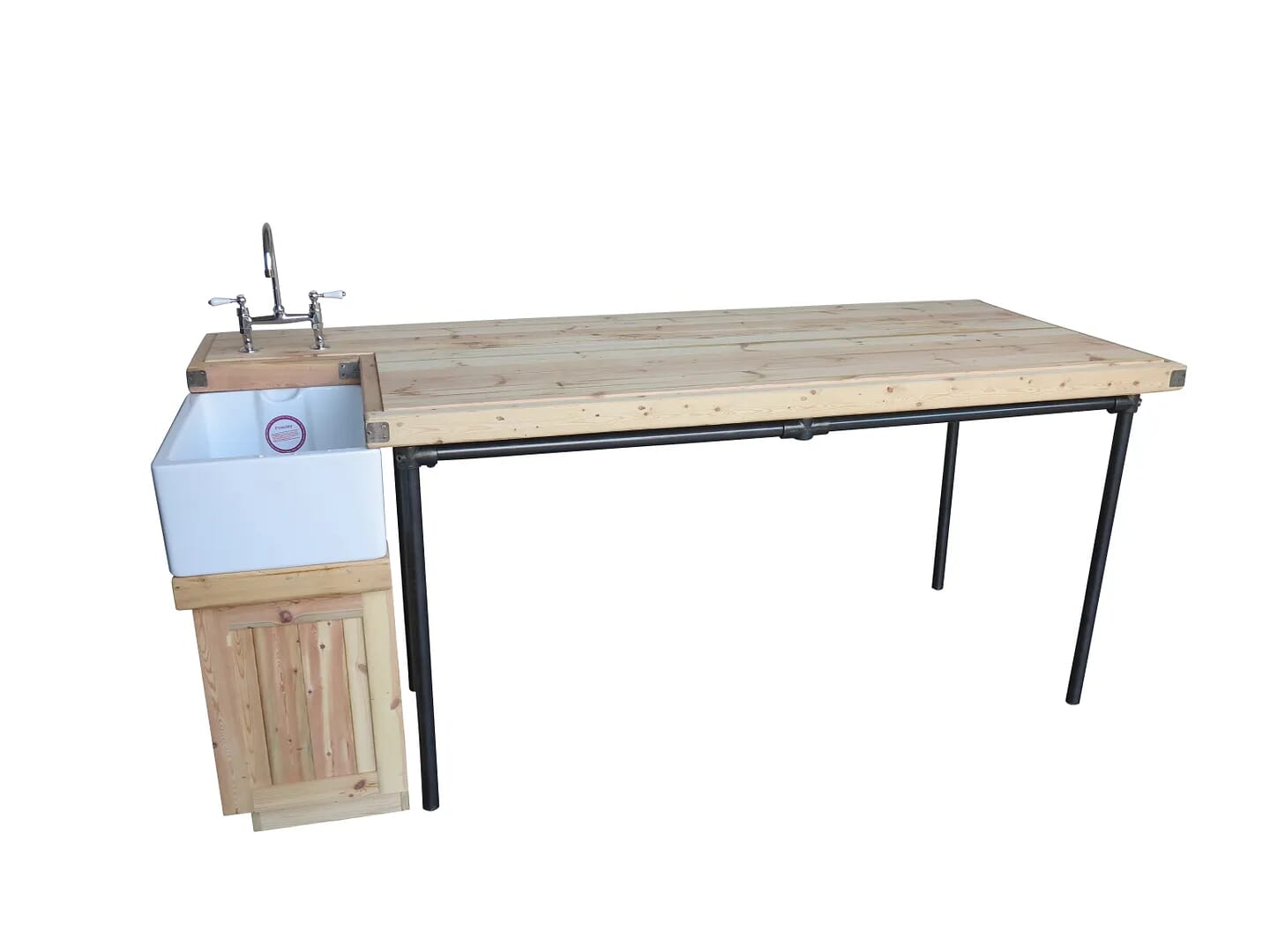 Bespoke Butchers Block Unit on Metal Base with Sink & Taps - D1488