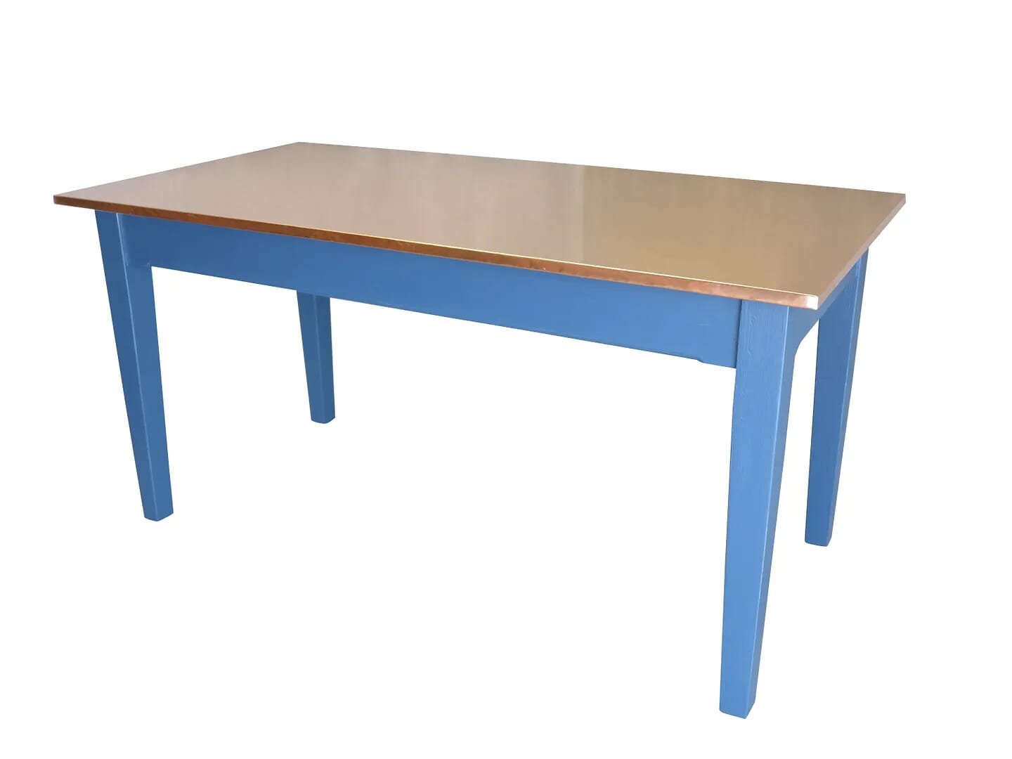Handmade Natural Copper Top Kitchen Table Painted Base - D1490