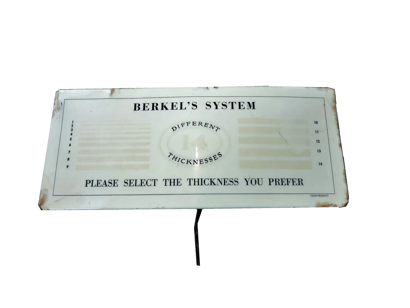 Vintage Berkel Thickness Cutting System Chart Double Sided - D1495