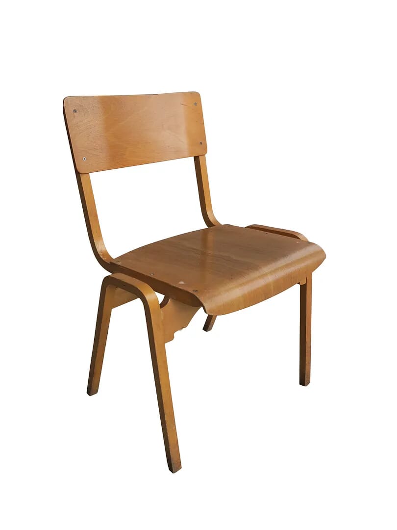 Reclaimed Old Retro Vintage Wooden Stacking Chairs - 8763