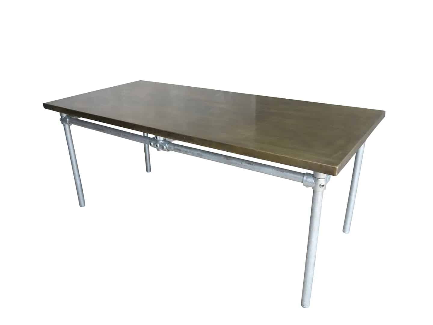 Antique Brass Top Table With Galvanised Base