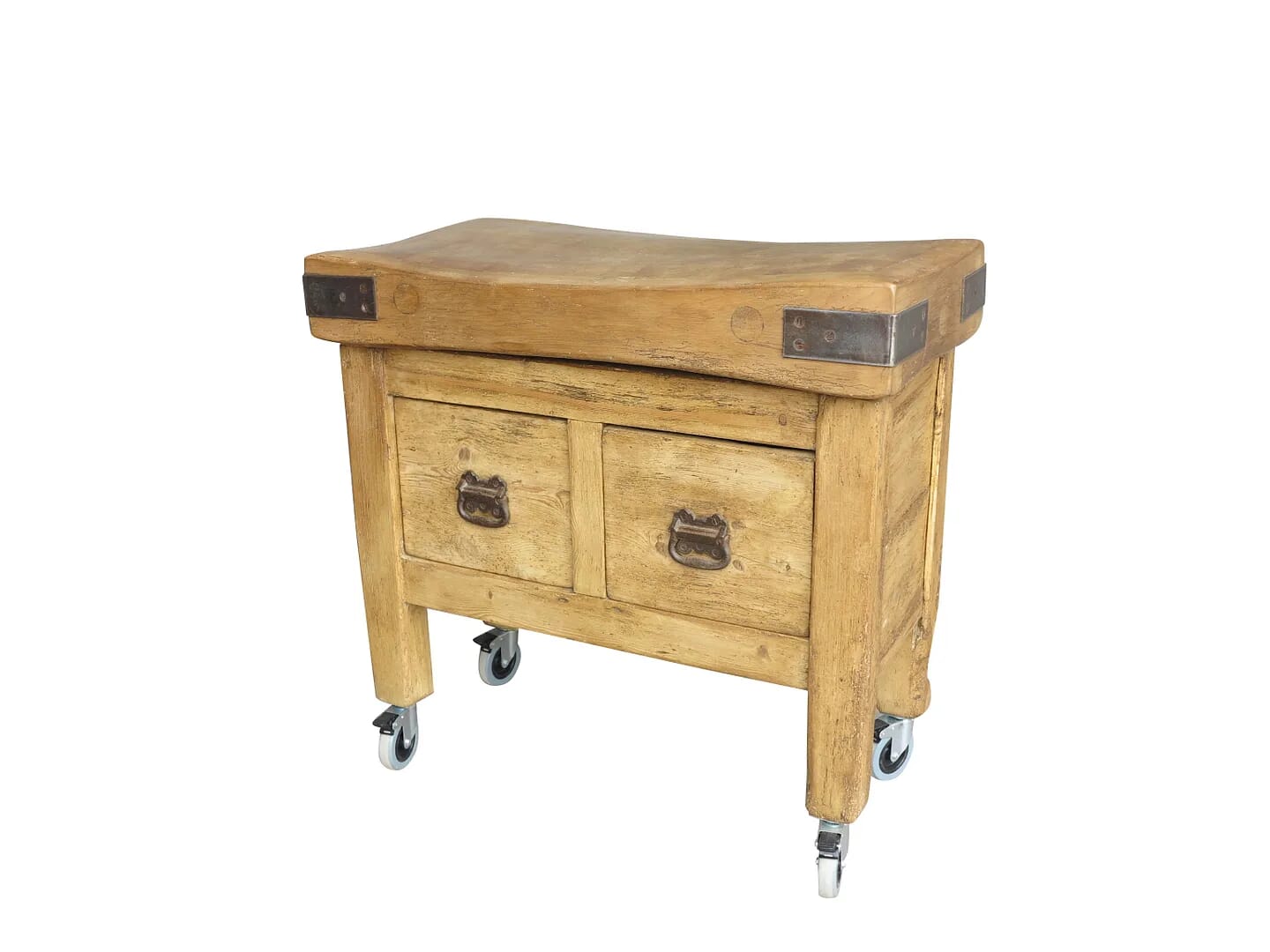 Antique Original Butchers Block on Base With Drawers - 8739