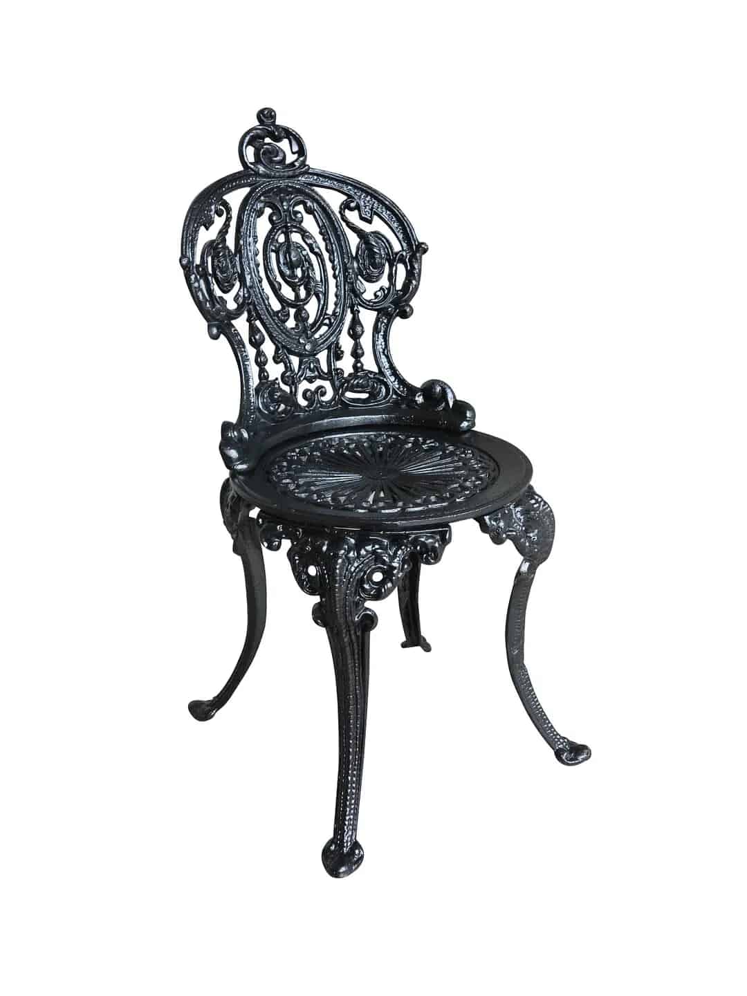 Vintage Black Cast Iron Garden Outdoor Chair