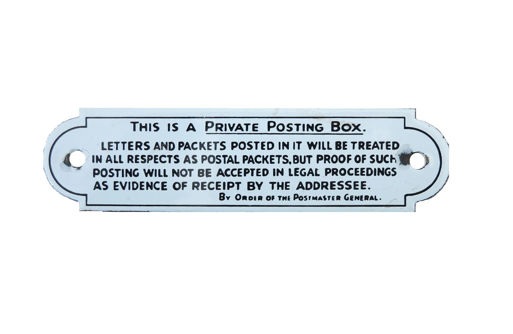 Old Royal Mail Enamel Private Posting Plaque - D1506