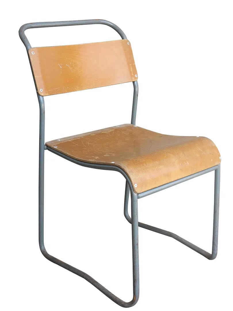 Vintage Industrial Cox Steel Plywood Stacking Chairs - 8788