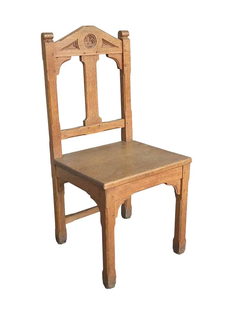 Original Worcester Cathedral Antique Gothic Light Oak Chair