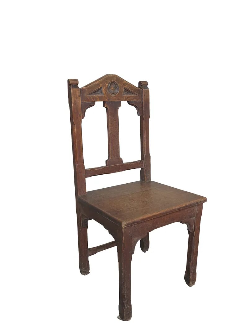 Original Worcester Cathedral Antique Gothic Dark Oak Chairs - 8812