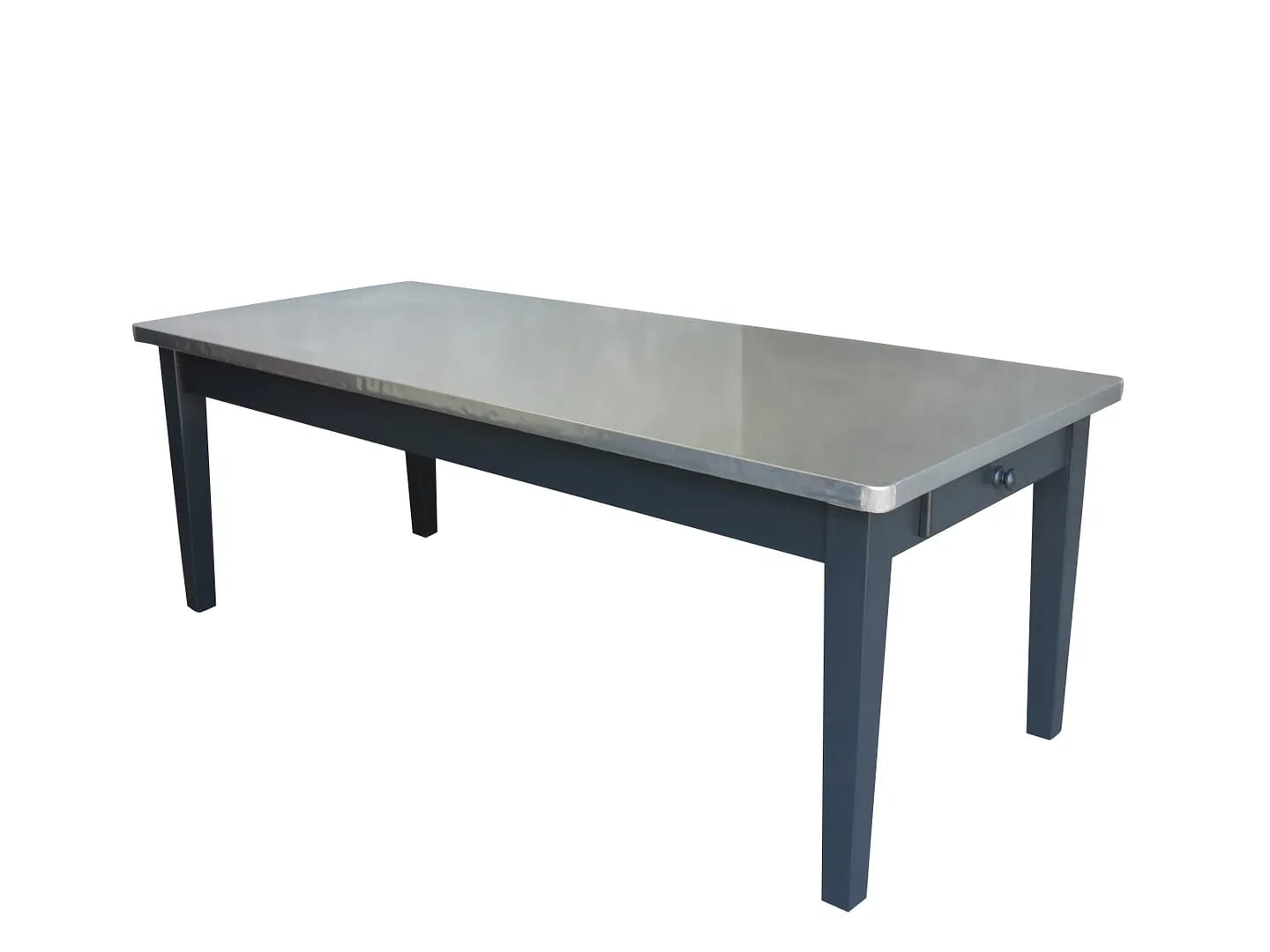 Bespoke Natural Zinc Dining Table With Drawer - D1519