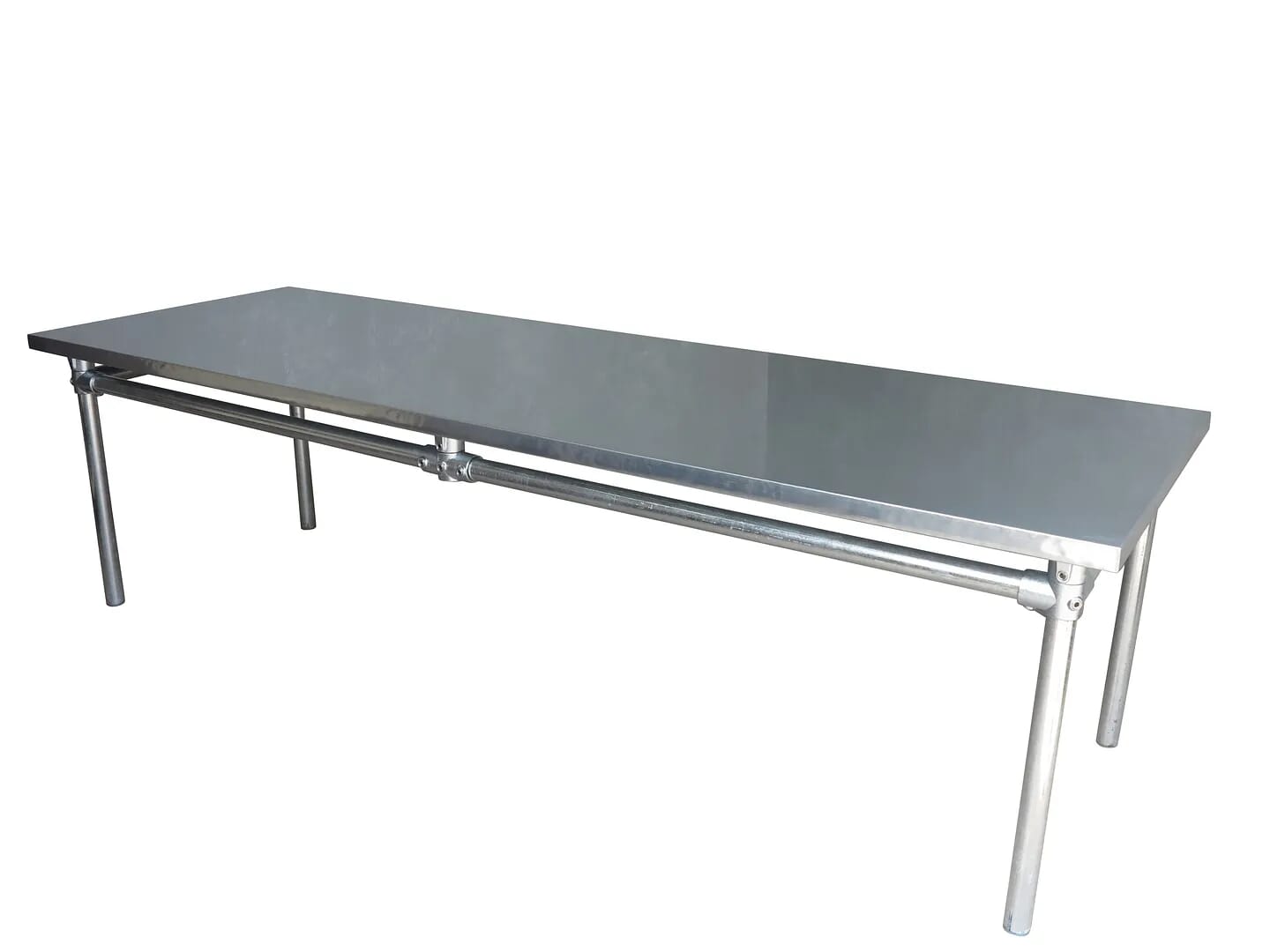 Bespoke Large Natural Zinc Top Table & Galvanised Base - D1520