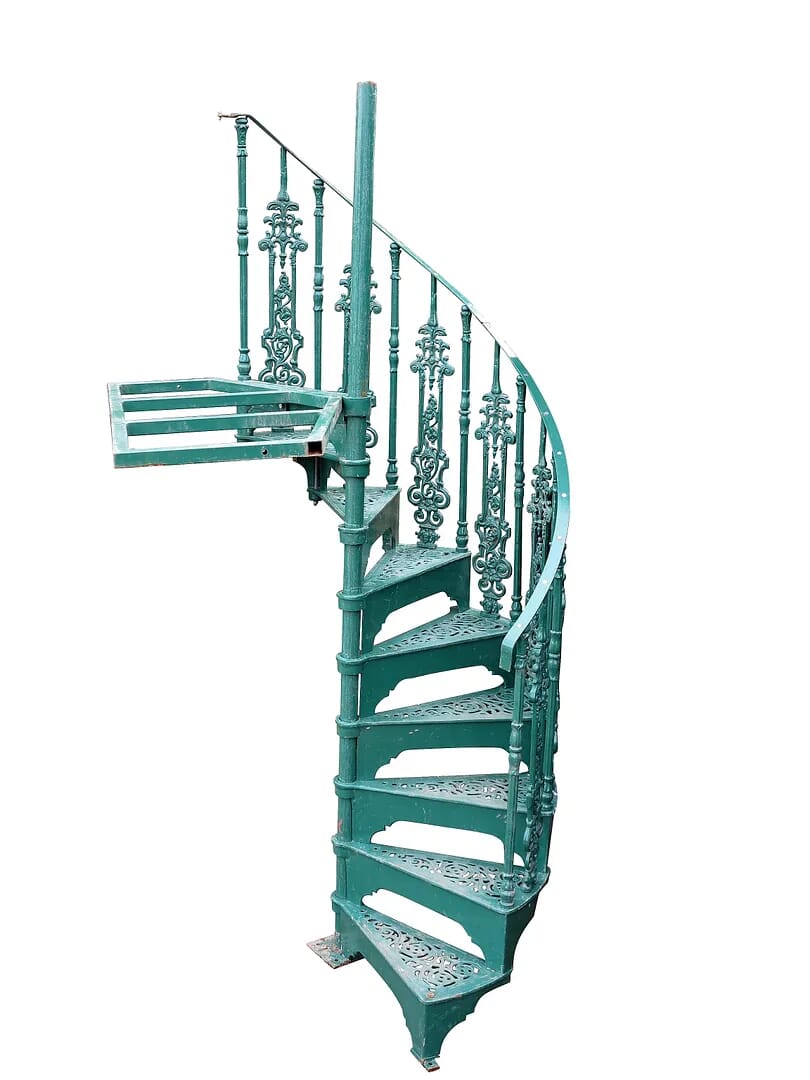 Reclaimed Small Cast Metal Spiral Staircase & Landing - 8759