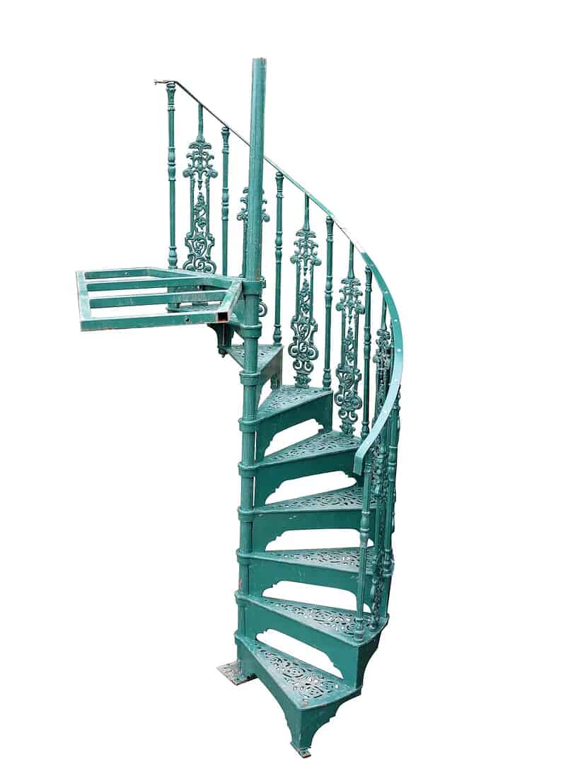 Reclaimed Small Cast Metal Spiral Staircase & Landing