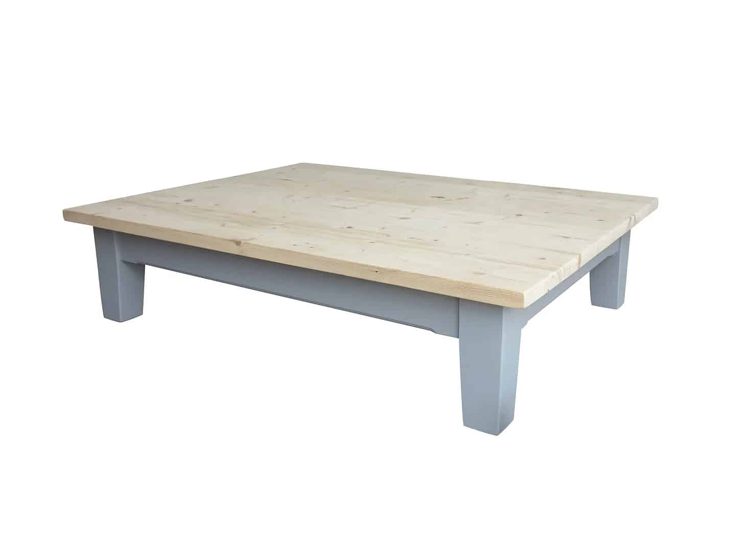 Handmade Old Pine Top Coffee Table with Painted Base