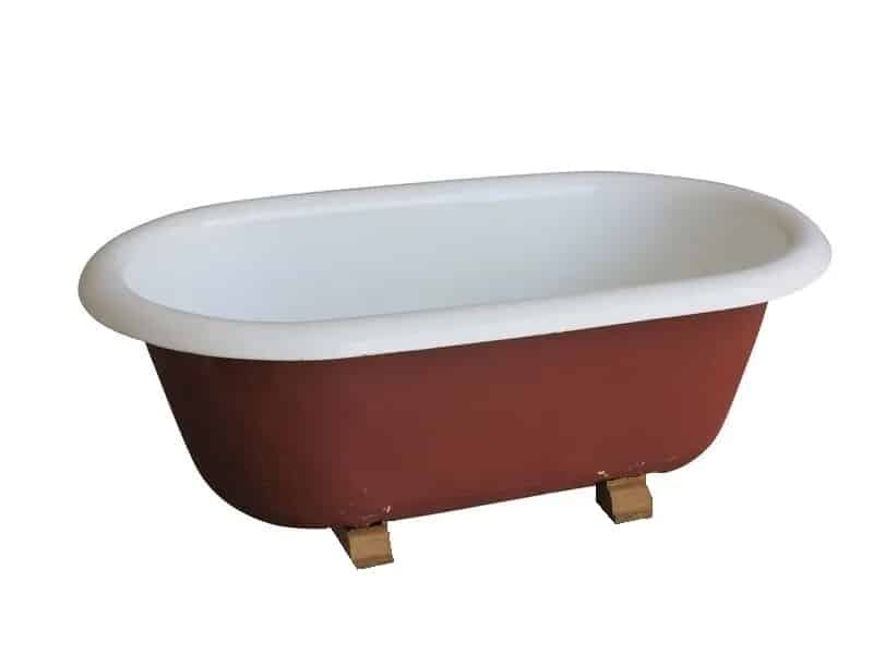 Original Victorian Childs Cast Iron Bath on Wooden Plinths