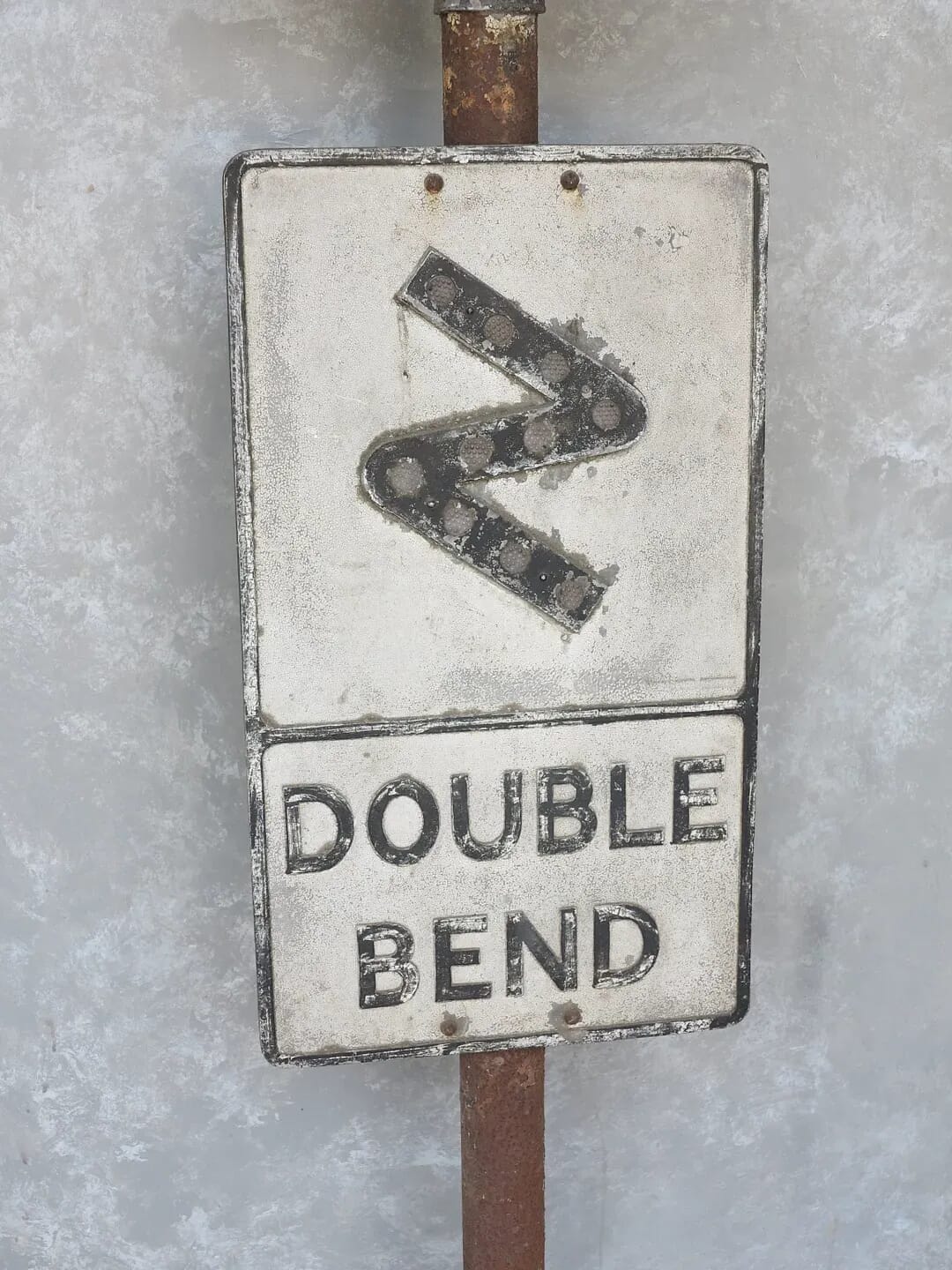 Original Double Bend Road Warning Pole Mounted Sign