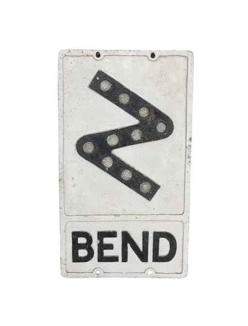 Original Cast Zinc Bend Road Warning Sign - 8842