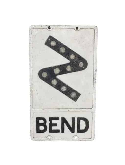 Original Cast Zinc Bend Road Warning Sign
