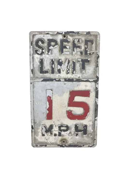 Original Cast Zinc 15 MPH Road Warning Sign