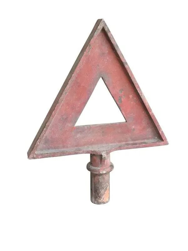 Original Cast Iron Red Triangle Warning Sign - 8848