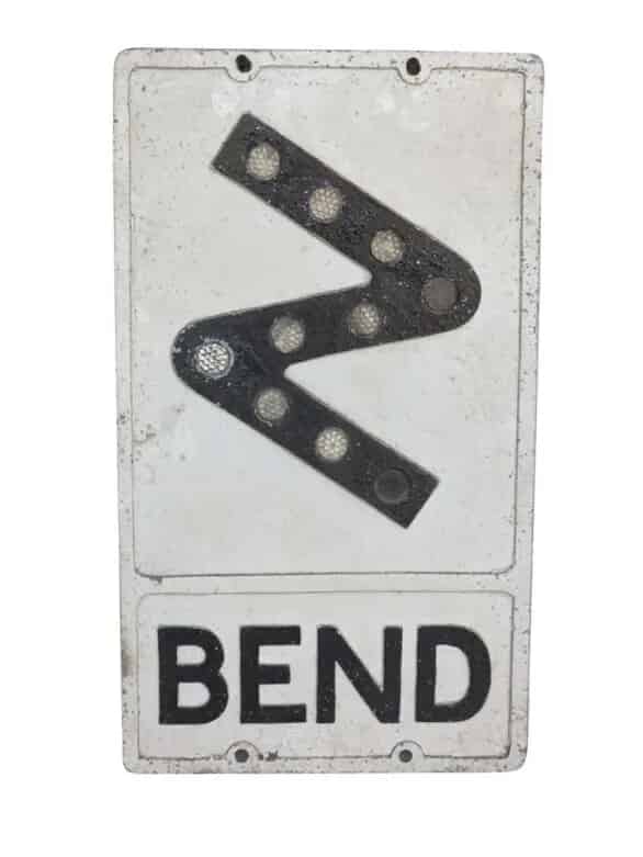 Original Bend Cast Zinc Road Warning Sign
