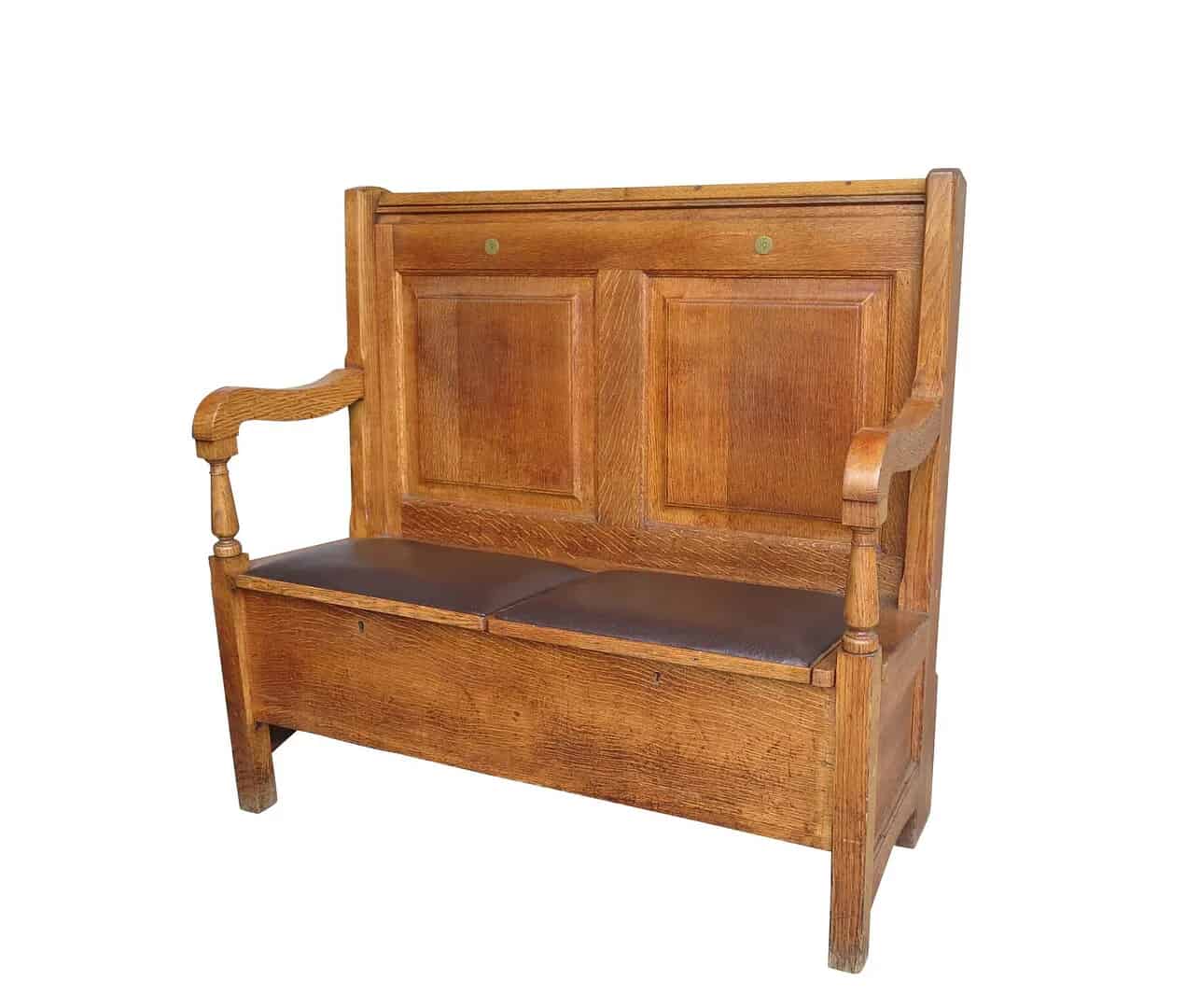 Reclaimed Solid Oak Settle With Lift Up Seats
