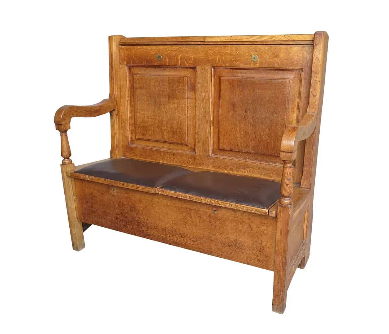Reclaimed Solid Oak Settle With Lift Up Seats For Storage