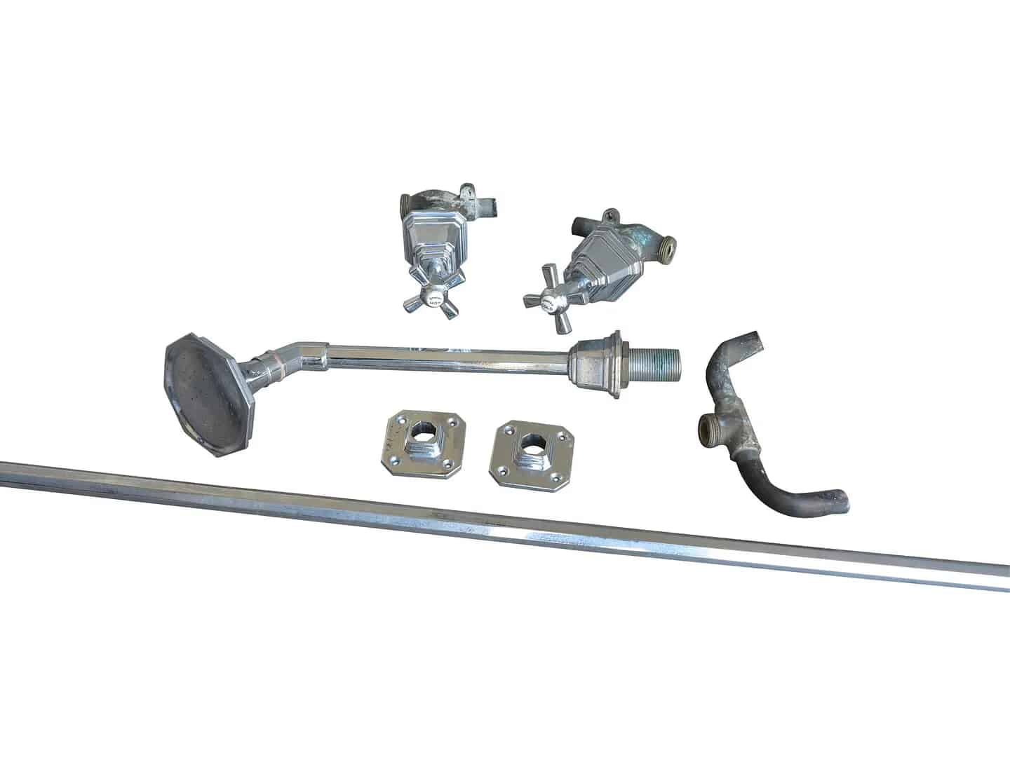 Chrome Plated Shanks Shower Rose Head With Taps & Curtain Rail