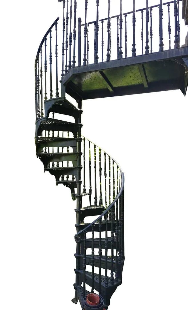 Cast Iron Black Spiral Staircase With Large Balcony - 8800