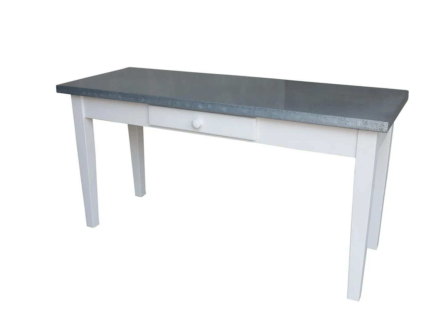 Bespoke Distressed Zinc Kitchen Table With Cutlery Drawer - D1533