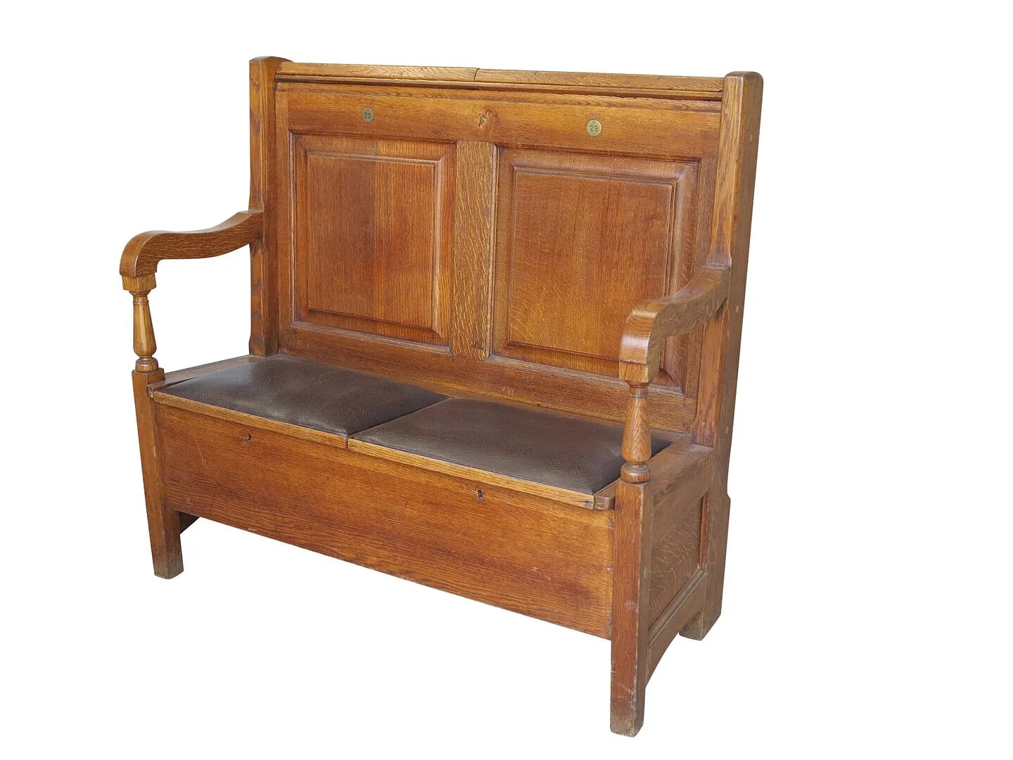 Antique Reclaimed Oak Settle With Lift Up Seats - 8823f
