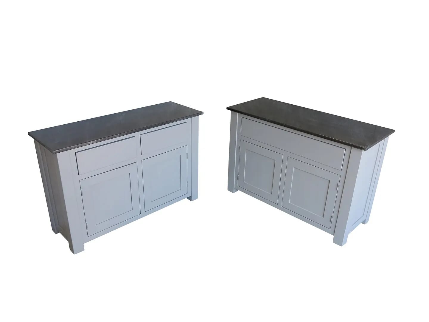 Bespoke Made Zinc Top Side Cupboards with Drawers - D1534