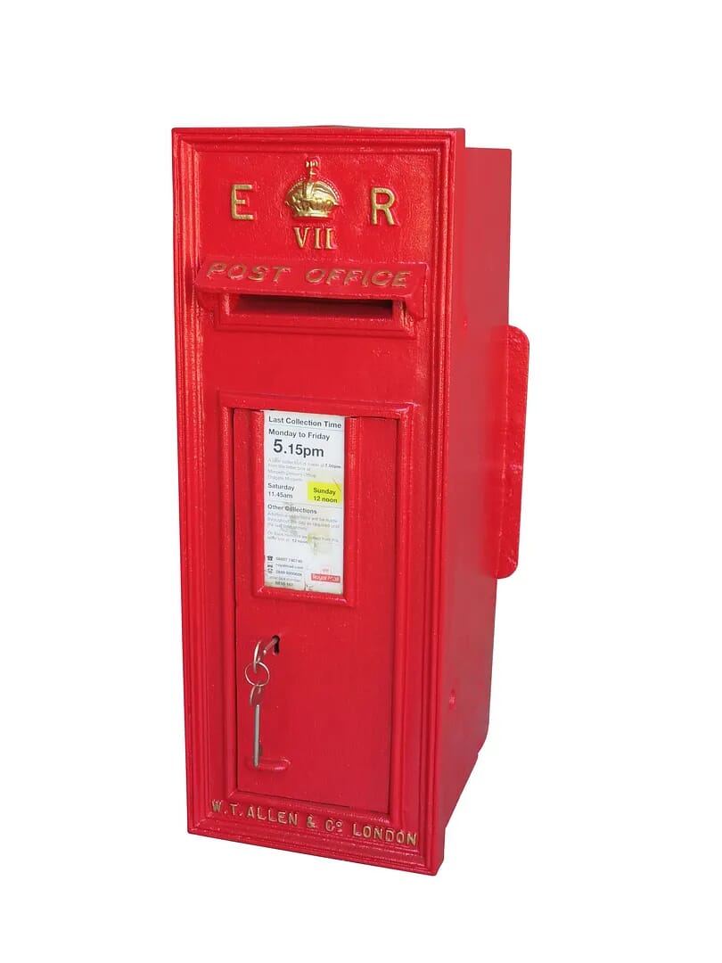 Antique Cast Iron Red Wall Mounted Edward 7th Post Box - 8754