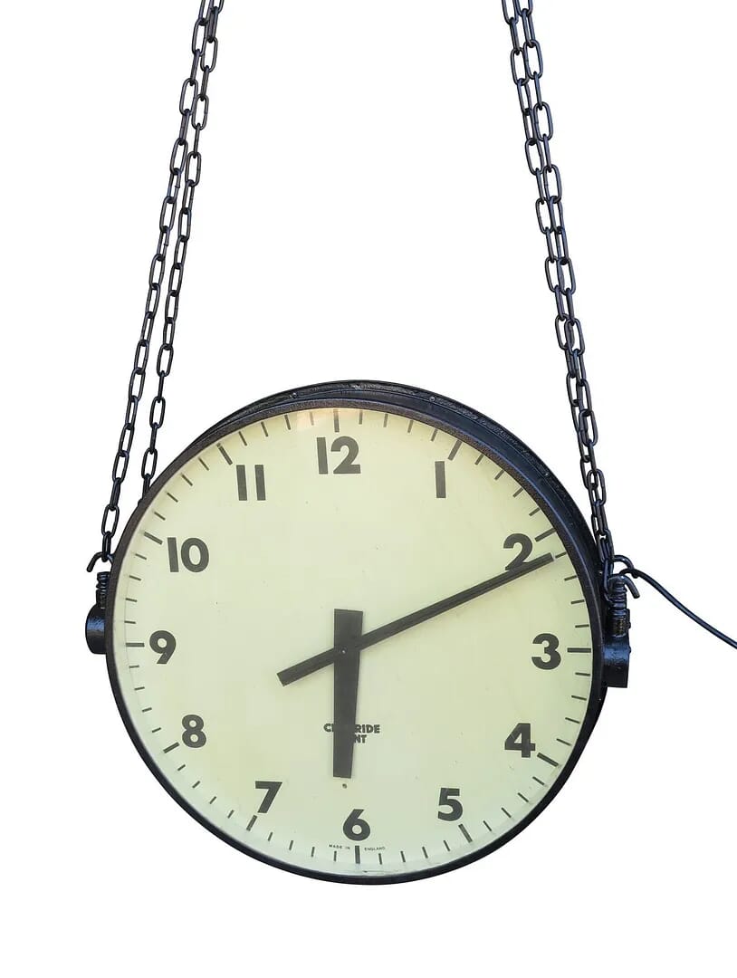 Vintage Double Sided Gents Platform or Factory Clock - 8568