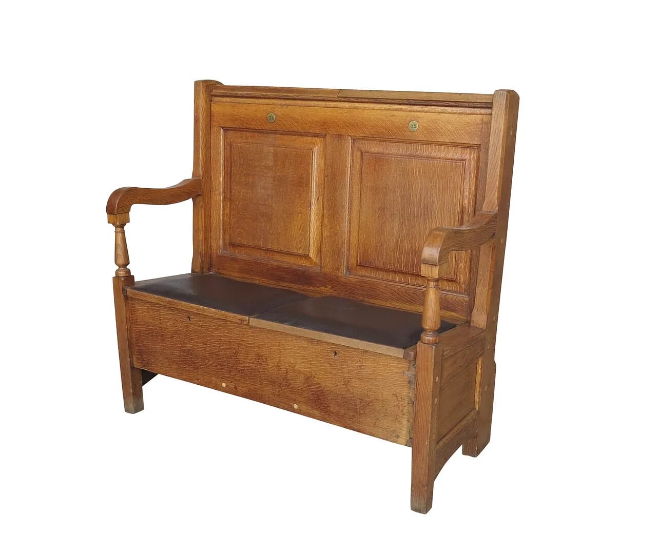 Reclaimed Traditional Oak Settle With Lift Up Seats - 8823j