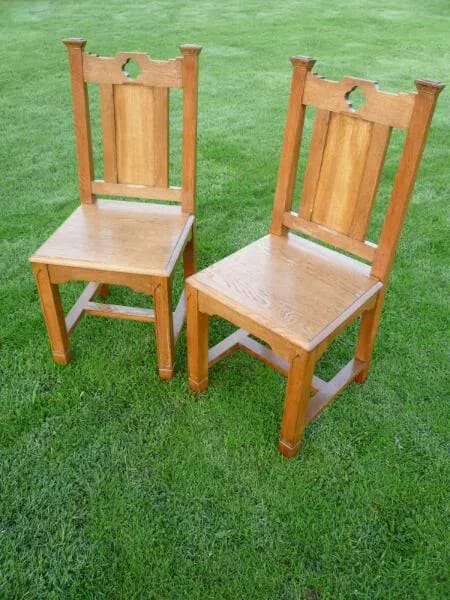 Pair of Gothic Oak Church Chairs C1880 - 3650