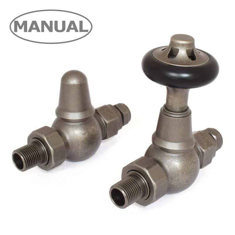 Commodore Pewter Manual Straight Radiator Valves