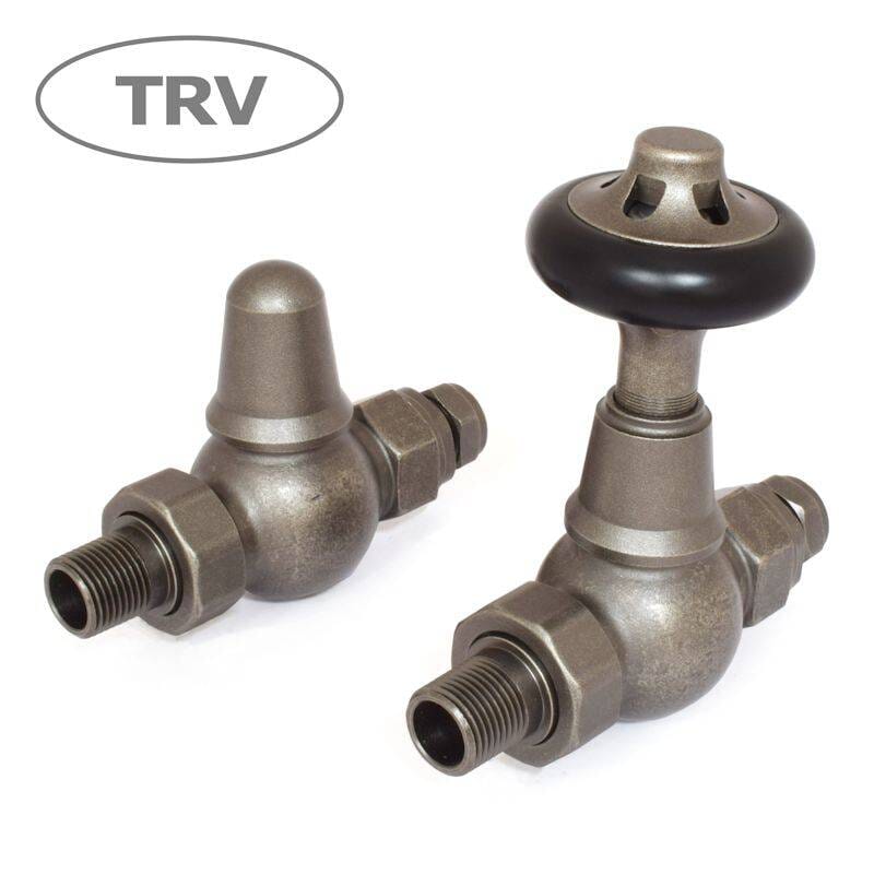 Pair Of Admiral Pewter TRV Straight Radiator Valves - adpwts