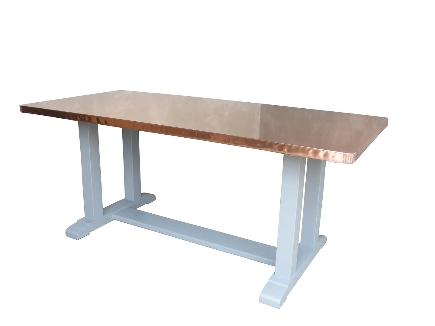 Natural Copper Top Table On a Refectory Painted Base - D1548
