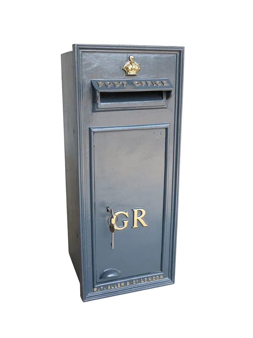 Original Cast Iron GR V Wall Mounted Post Box with Back Door - 8742