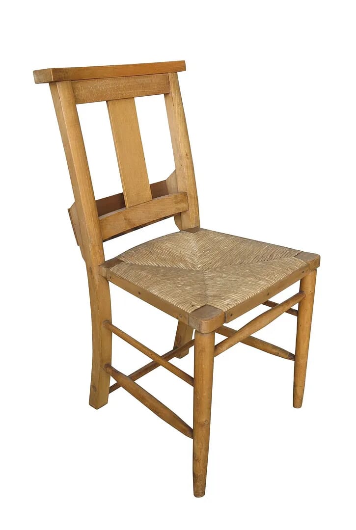 Antique Rush Seated Church Chairs with Bible Backs - 8738