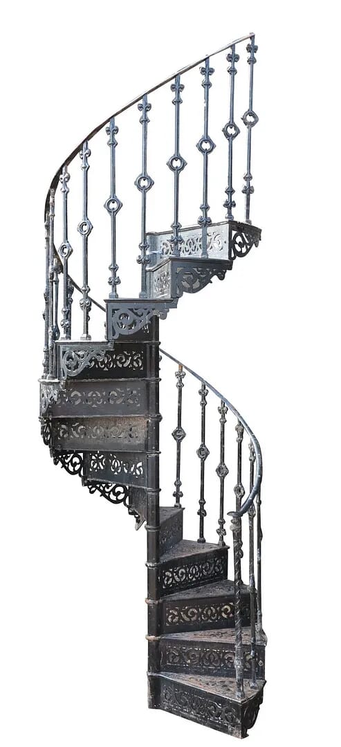 Antique Decorative Black Cast Iron Spiral Staircase - 8791